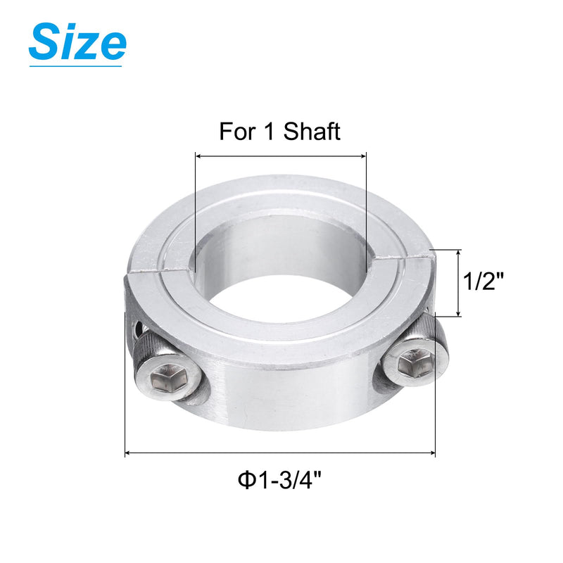 [Australia - AusPower] - uxcell 4pcs Double Split Clamp-On Shaft Collar for 1" Shaft, Two-Piece Clamping Collar, 1-3/4" OD, 1/2" Thickness, Aluminum Alloy Set Screw Split Collar Clamp 