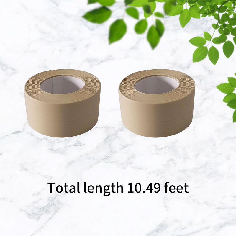 [Australia - AusPower] - Waterproof Caulk Tape Sealant Strip, 1.5" W x 10.5'L PVC Sealing Tapes for Kitchen Bathroom Bathtub Countertop Toilet Sink (Beige) Beige 1.5x10.5" 1Pcs 