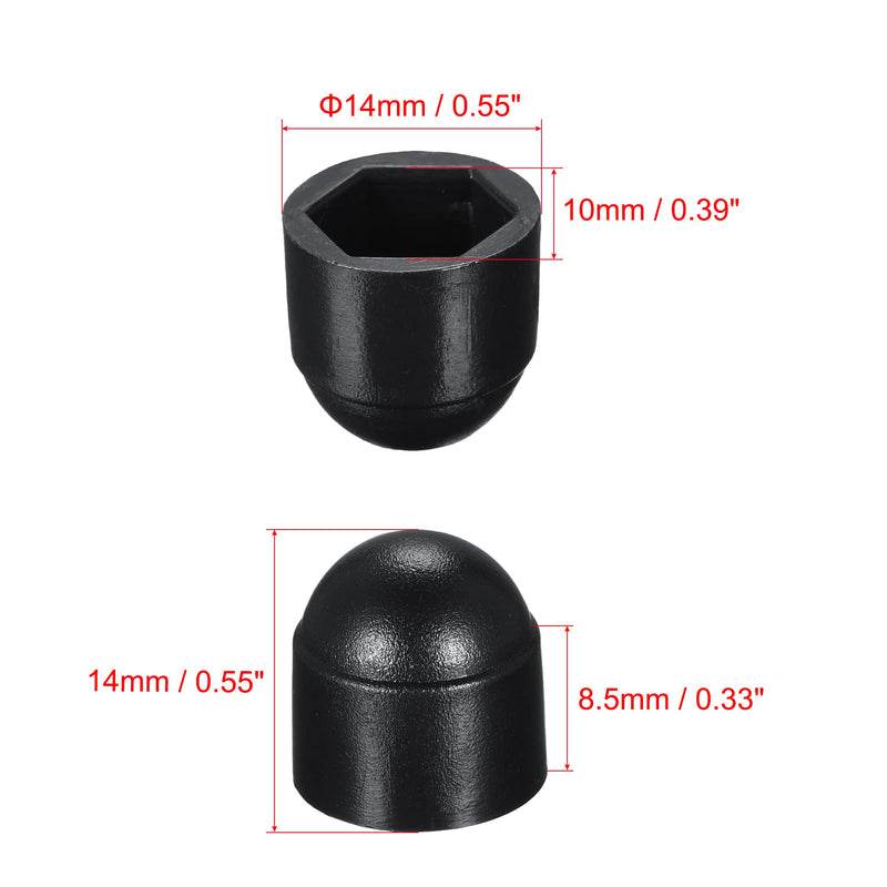 [Australia - AusPower] - uxcell Plastic Dome Nut Protection Cap Covers, M6 Nut Cover Black 100pcs 
