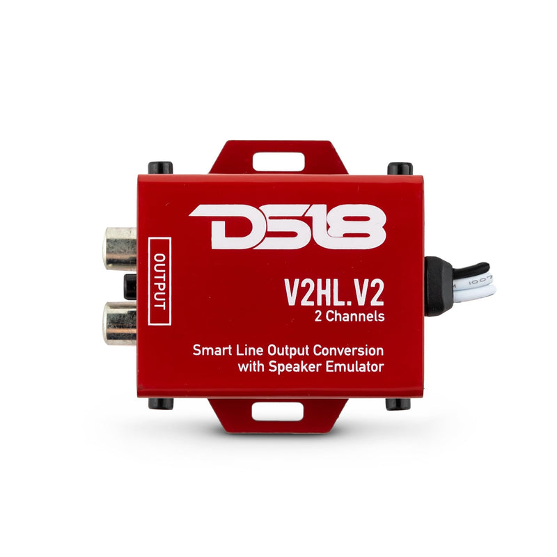 DS18 V2HL.V2 Hi/Lo Converter 2-Channel with Speaker Emulator - High-Level Speaker Signal to Low-Level - Smart line Output 2CH High-Level Input and 2CH RCA Output