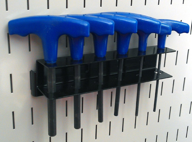 [Australia - AusPower] - Wall Control Screwdriver Holder Bracket Slotted Metal Pegboard Accessory Slotted Tool Board - Black 8in x 2in x 2in Hook 