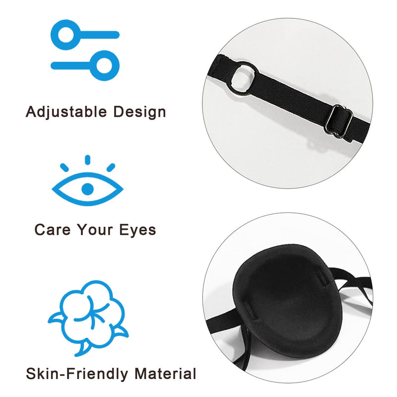 [Australia - AusPower] - 2PCS Eye Patch, Medical Eye Patches for Adults, Adjustable 3D Eye Patch, Soft Amblyopia Lazy Eye Patches for Left or Right Eyes, for Adults and Kids (Black, Blue) Black & Blue 