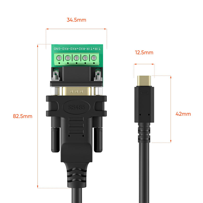 USB C to RS485/RS422 Serial Port Converter Adapter Cable with FTDI Chip Supports Windows 11 10 8 7 XP Mac 10FT… USB-C to RS485/422