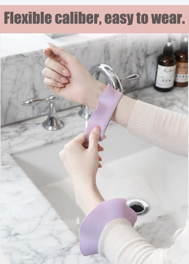 [Australia - AusPower] - 2 Pairs of Silicone Wrist Bands for Washing Face,Spa Wristbands for Prevent Liquid from Spilling Down Your Arms,Arm Bands for Face Wash Wrist Strap to Prevent Sleeve-wetting (Pink&Green) Pink&Green 