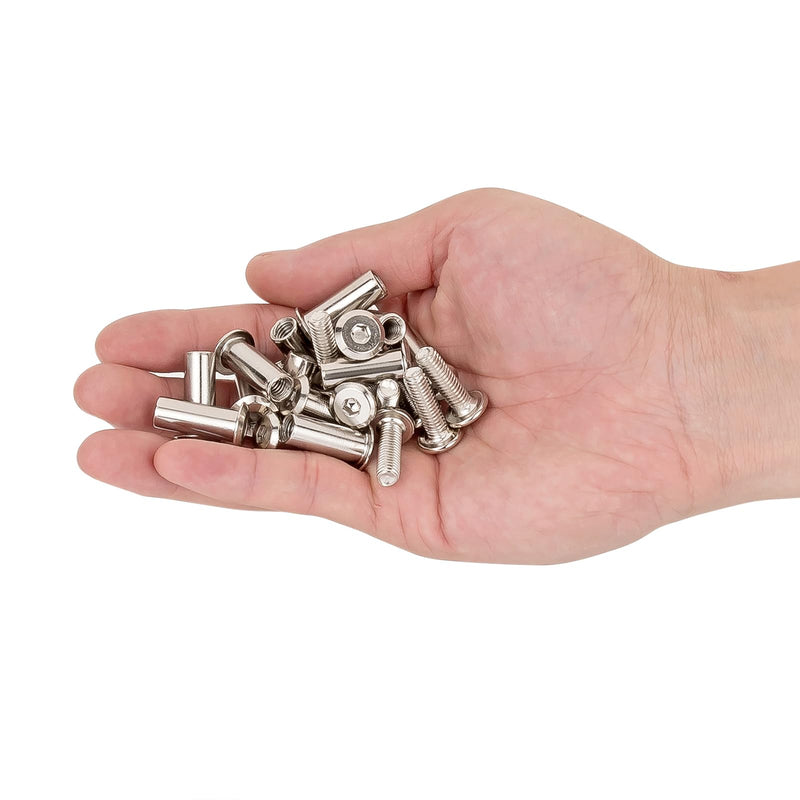 [Australia - AusPower] - 50 Sets Silver Furniture Bolts Hex Screw and Bolt Set - M6x20mm Metal Metric Thread Repair Kit for Wood Screw, Furniture Screws and Bolts, Tv Wall Mount Screws Kit 50 