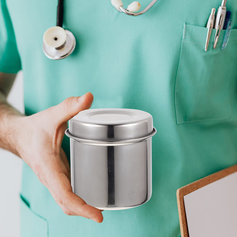 [Australia - AusPower] - Stainless Steel Gauze Jar 2pcs 304 Stainless Steel Medical Jar Cotton Container Bottle Anti Iodine Container for Hospital Storage Bottle 