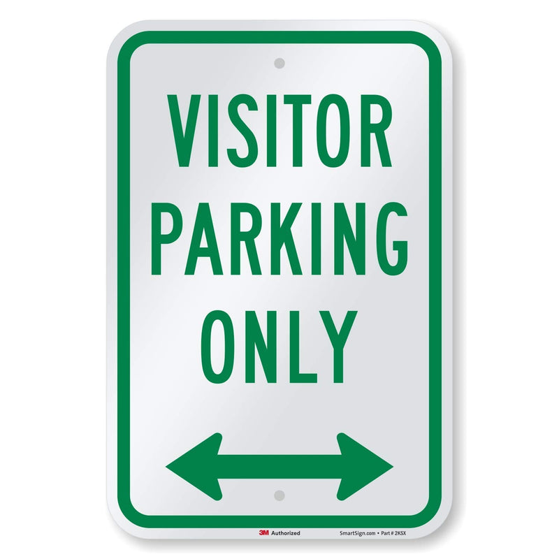 SmartSign - K-8570-EG-12x18 Visitor Parking Only Sign With Bidirectional Arrow By | 12" x 18" 3M Engineer Grade Reflective Aluminum Green on White