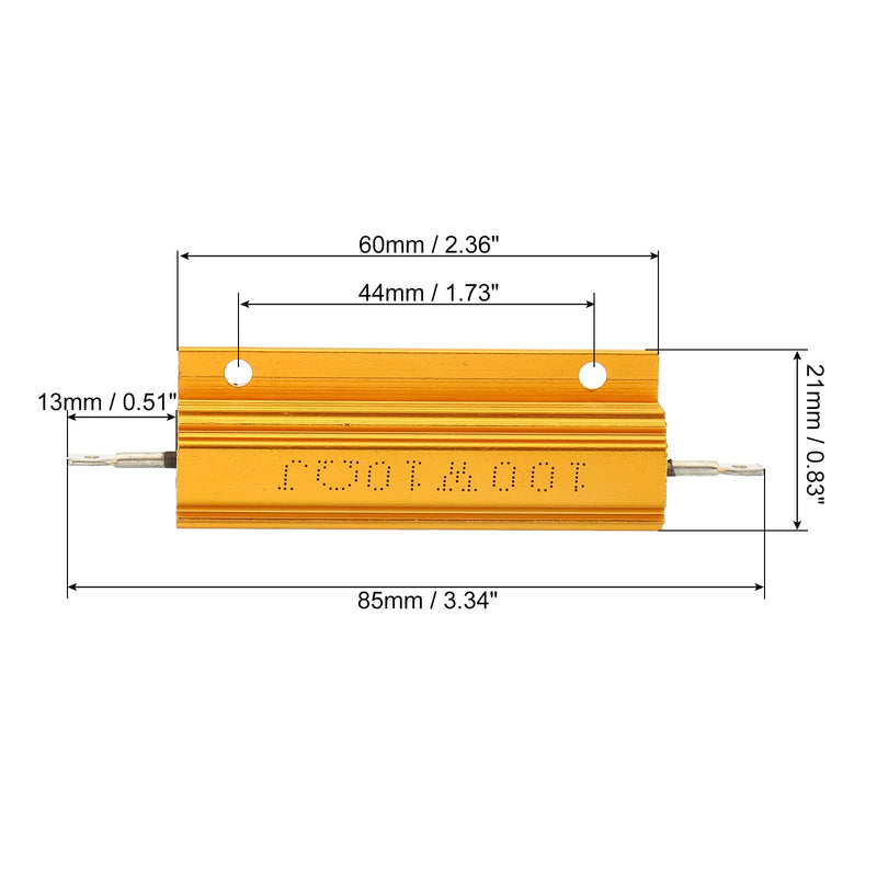 [Australia - AusPower] - PATIKIL 100W 10 Ohm Aluminum Shell Resistor, 2 Pack Aluminum Housing Resistor Housed Case Wirewound Resistors Screw Tap Power Resistor, Golden 