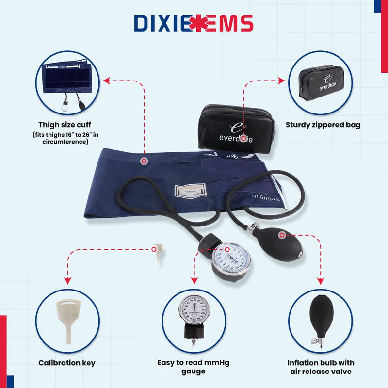 [Australia - AusPower] - Dixie EMS Aneroid Sphygmomanometer - Thigh Size Blood Pressure Cuff 
