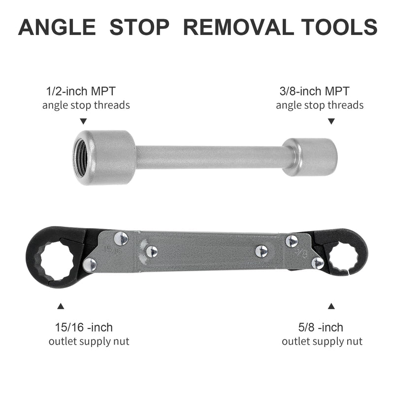 [Australia - AusPower] - Plumbing Tools Angle Stop Wrench Kit, Angle-on Wrench Professional Plumber Wrench Tools for Installing New Compression Angle Stop and Removing the Compression Ring 