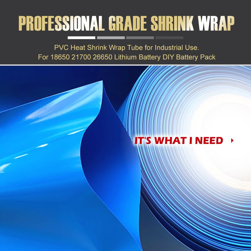 [Australia - AusPower] - Flat Width 7.9in(200mm) PVC Heat Shrink Wrap Tube for 18650 21700 Lithium Battery DIY Battery Packs Blue Length 9.9ft (3m) 3M(9.9ft) Length 200mm(7.9in) Flat Width 