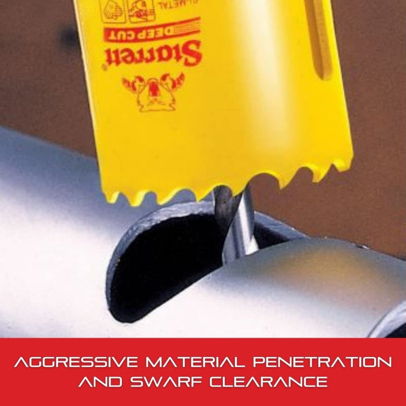 Starrett Bi-Metal Deep Cut Hole Saw with Arbor and Abrasion Resistant HSS Teeth - Ideal for Cutting Metal, Steel, and Wood - 2-3/8" Diameter, 2" Depth - ADCH0238 2-3/8"