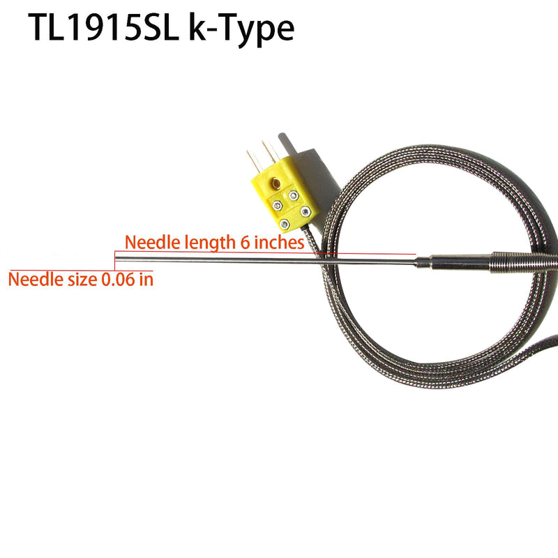 [Australia - AusPower] - TL1915SL K Type thermocouple Probe -50°F to 1100°F Probe Length 6/0.06in /40 in Cable 