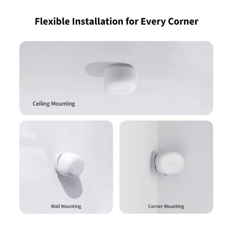 Aqara Zigbee Presence Sensor FP1E, mmWave Radar Wired Motion Sensor, AI Spatial Learning, Supports HomeKit, Alexa, Google Home, Matter Over Bridge, Requires Aqara Zigbee 3.0 Hub