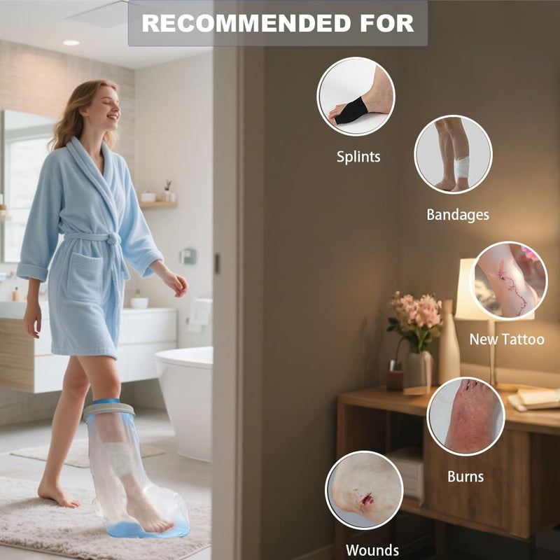 [Australia - AusPower] - Waterproof Leg Cast Cover for Shower Adult, Cast Protector for Shower Leg Adult with Non-Slip Bottom, Leg Cast Bag for Shower Foot Cover for Shower After Surgery Reusable(24.8 in. Long) 