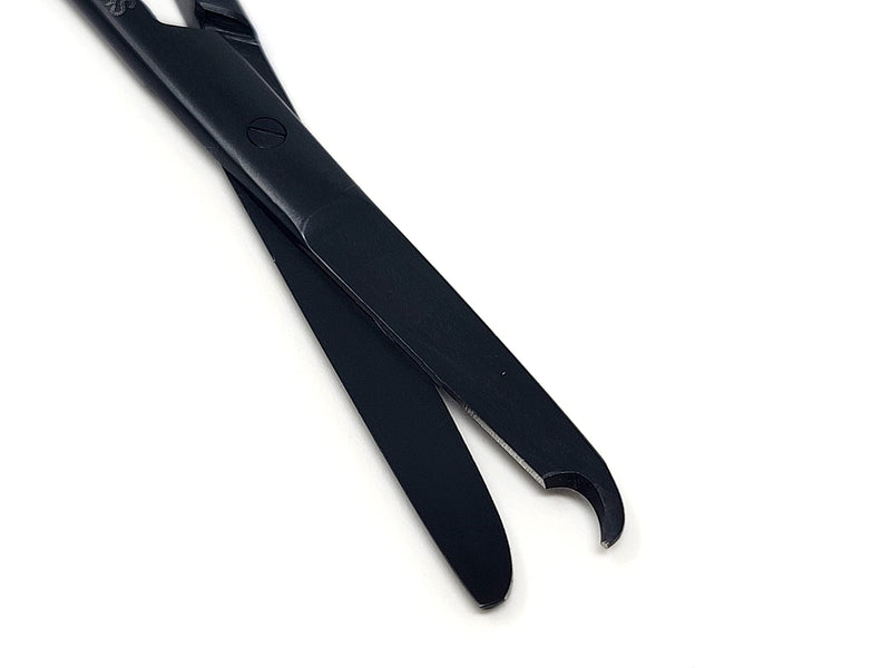 [Australia - AusPower] - Suture Stitch Scissors 4.5" with Crescent Delicate Hook- Perfect for Suture Removal, First Aid, EMS Training and More Premium Quality Instrument- Stainless Steel (Tactical Black) Tactical Black 