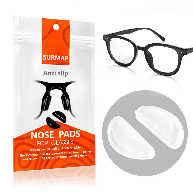 [Australia - AusPower] - Eyeglass Nose Pads, Soft Silicone Adhesive Glasses Nose Pad, Anti-Slip Heighten Air Chamber Nose Pads for Full Plastic Frames, 10 Pairs (Clear) 10 Clear Pairs 