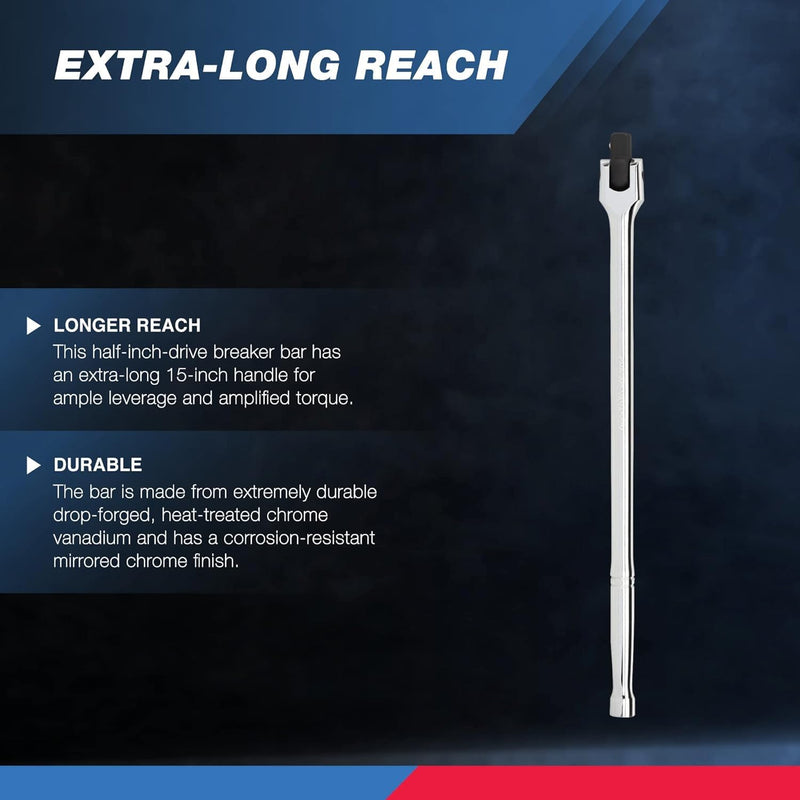 [Australia - AusPower] - Neiko 00211A 1/2-Inch-Drive Extension Breaker Bar, 18 Inches Long, Made with CrV Steel 1/2" Drive 18" Length 