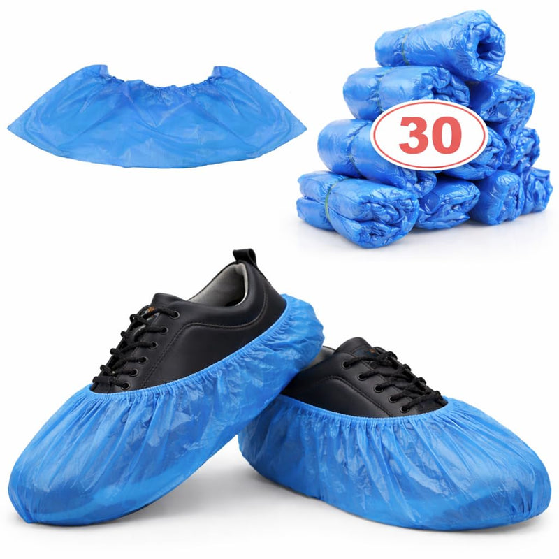 Blue Shoe Covers, Disposable Non-Slip Overshoes, Shoe Covers, Rain Covers, Rain Shoe Protector, Bicycle Overshoes, Waterproof Shoe Cover, Overshoes (30, 40 x 15 cm) 30 40x15cm