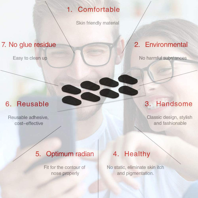 [Australia - AusPower] - Soft Foam Nose Pads Self Adhesive Non-Slip Eyeglass Nose Pads, Thin Nosepads for Eyeglasses Sunglasses Glasses,12Pairs 1.5mm/Black Color 