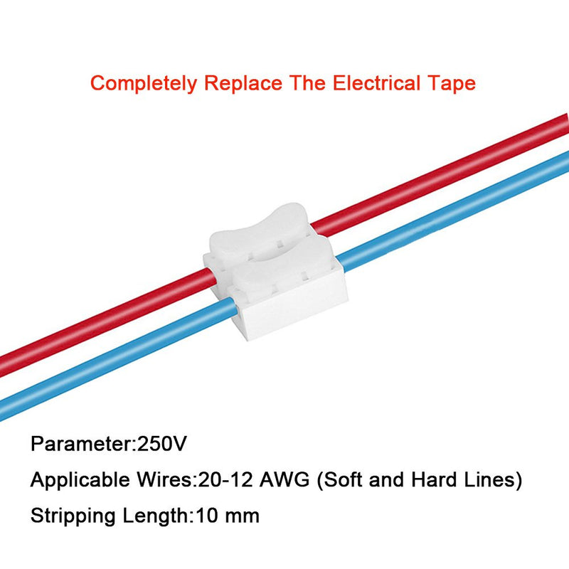 [Australia - AusPower] - FULARR 68Pcs CH2 Premium Spring Wire Connectors, Quick Spring Connector, Electrical Cable Clamp Terminal Block Connector, LED Strip Light Wire Connecting –– White 