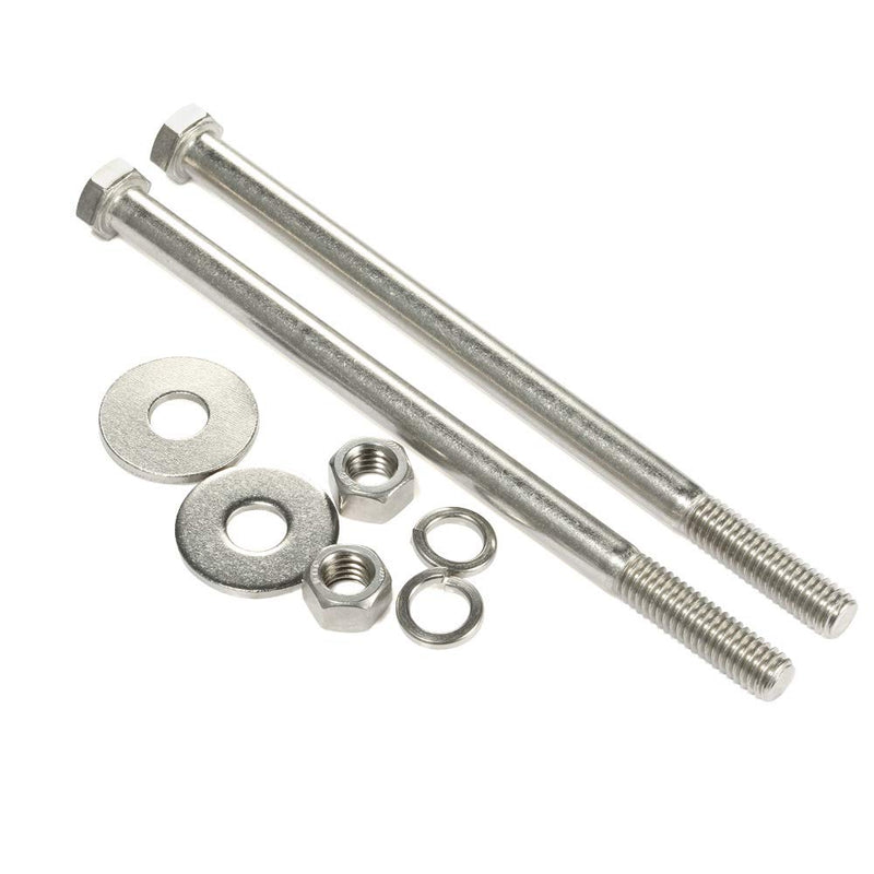 [Australia - AusPower] - 4 Sets 3/8-16 x 7" Hex Head Bolts with Hex Nuts and Thick Flat & Lock Washers, Partially Threaded, Stainless Steel 18-8, Plain Finish 3/8-16 x 7" (4 Sets) 4 