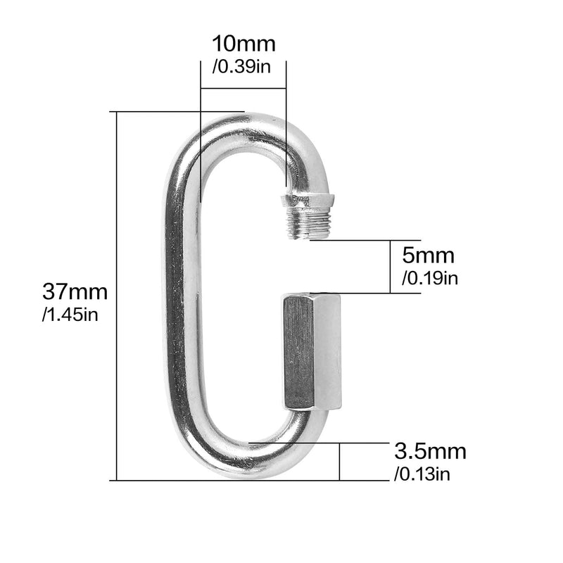 [Australia - AusPower] - 30 Packs Quick Link M3.5 1/8 inch 304 Stainless Steel Quick Link Chain D Shape Locking Quick Chain for Carabiner, Hammock, Camping and Outdoor Equipment 