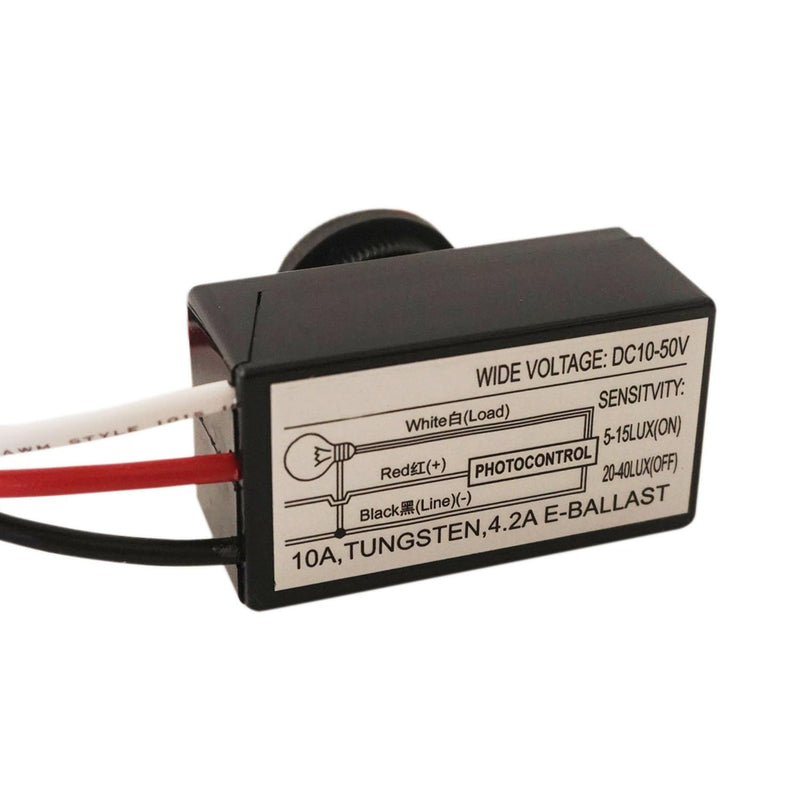 [Australia - AusPower] - 2 Pack DC12V 24V 36V 48V Photoelectric Switch for Outdoor Lights, Dusk to Dawn Sensor, Auto ON Off Light Switch Controller, Raintight Automatic Photocell Light Sensor - 5A(DC 8-50V) 