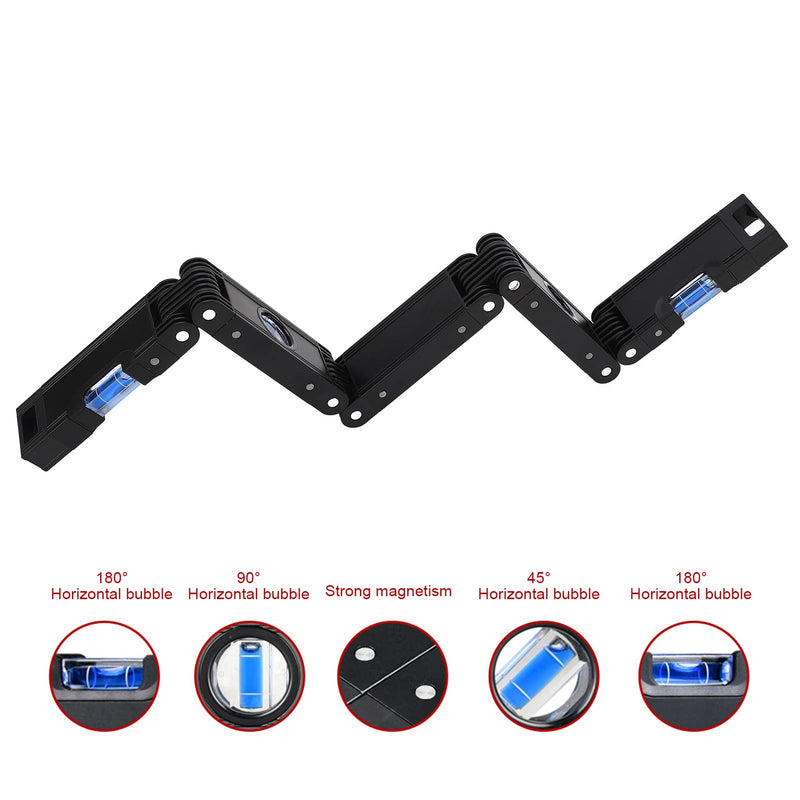 [Australia - AusPower] - Topyond Magnetic Torpedo Level, Folding Level Ruler, Aluminum Alloy, 4 Bubble Multifunction Multi Angle Accurate Foldable Level Measuring Tool for Precise Leveling 