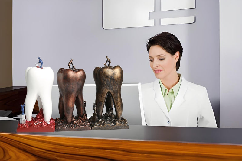 Dentist Gifts, Desk for Dental Practices and Dental Hygienists, Copper | Tooth model made of environmentally friendly resin, robust & decorative. Ideal for dental practices, hygienists & as a gift. Teeth Brown