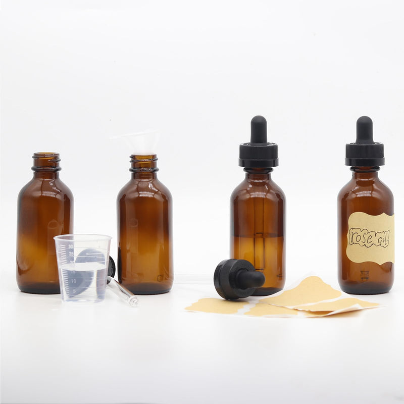 [Australia - AusPower] - 4 pack,amber glass dropper bottles 2 oz,60 ml dark empty tincture bottles with dropper,alcohol,hair oil bottle,perfume,essentia,small,eye,droppers for oils,medicine,pipette,drip drop,travel amber 