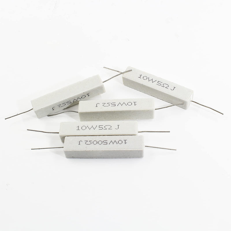 [Australia - AusPower] - 10Pcs Cement Resistor 10W 5 Ohm Resistor, Ceramic Resistor Power Resistor, Precharge Horizontal Resistors Wirewound Resistor, Flame Resistance 