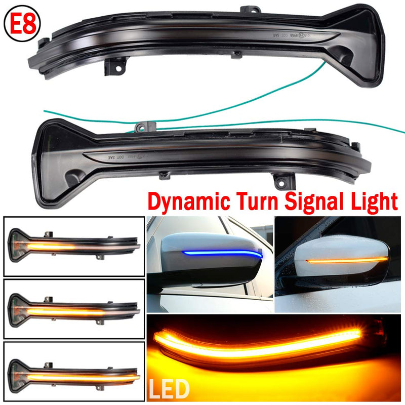 Smoked Lens Dynamic LED Side Mirror Turn Signal Light Indicator For BMW 3 5 6 7 8 Series G11 G12 G14 G15 G16 G20 G30 G38 M5 F90,Left Hand Drive (Blue+Yellow)