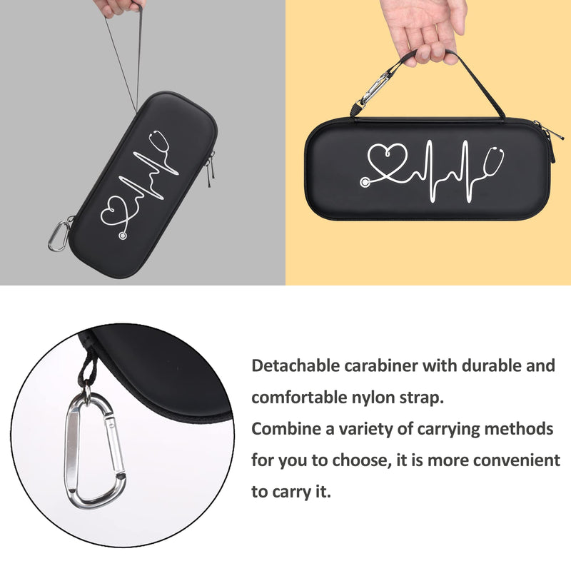 [Australia - AusPower] - BOVKE Stethoscope Case fits 3M Littmann Classic III, Lightweight II S.E, MDF Acoustica Deluxe Dual Head, Cardiology IV, Stethoscope Holder with Pocket for Nurse Accessories for Work, Black+Black W_Black+Black 