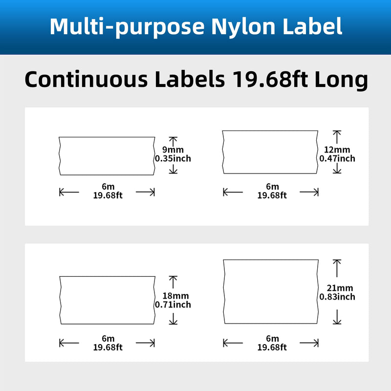 [Australia - AusPower] - MakeID Multi-Purpose Nylon Labels with Ribbon for P31 Industrial Label Maker - Versatile Continuous Labels for Wire Marking, General ID, Laboratory, and DataCom, 0.94" W, 19.68ft/Roll 0.94"(24mm) 