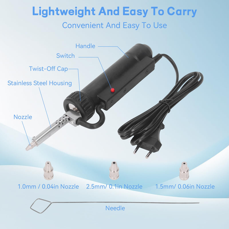 [Australia - AusPower] - Stainless Steel Soldering Suction, Desoldering Pump, Automatic Desoldering Gun with 3 Suction Nozzles, EU Plug, 220 V 350 W Iron Gun, Soldering Tool, Portable Tool for Removing Solder, Engineer Solder 