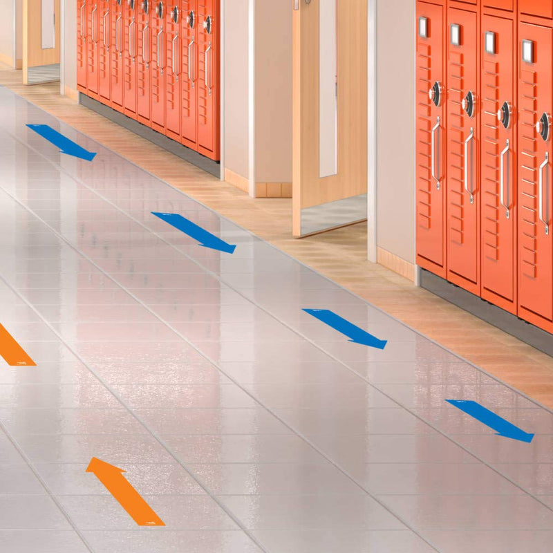 [Australia - AusPower] - hand2mind - 93733 10 Social Distancing Floor Decals Arrows, 12 Inch Orange & Blue Safety Floor Sign, Waterproof and Washable for Indoor Or Outdoor 6 Feet Distancing Floor Arrows 