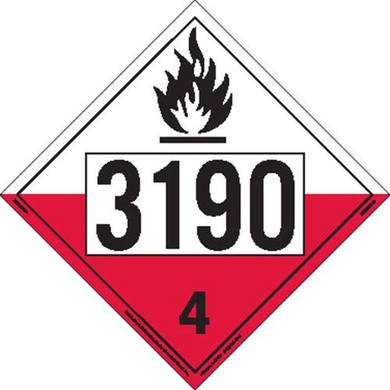 Labelmaster ZEZ213190 UN 3190 Spontaneously Combustible Hazmat Placard, E-Z Removable Vinyl (Pack of 25)