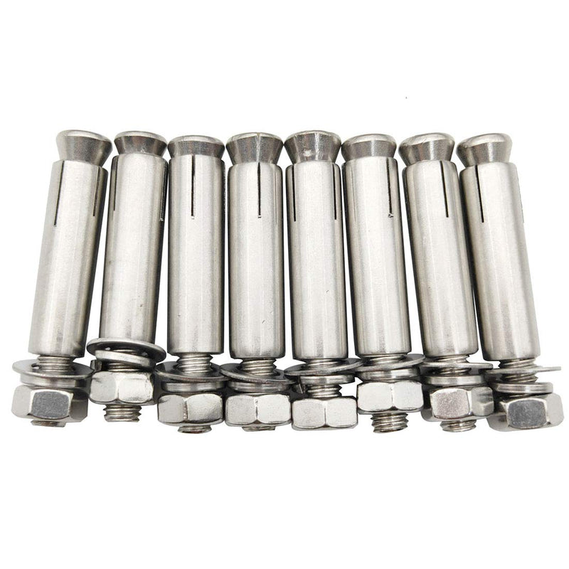 [Australia - AusPower] - Expansion Bolts, 304 Stainless Steel External Hex Nut Expansion Screw Bolts Sleeve Anchor M8x60mm 8Pcs Silver 