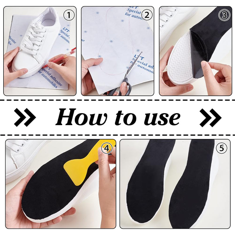 PH PandaHall 5 Pieces Self Adhesive Suede Sticky Sheets 7.8"x11.8" Stick-on Friction-reducing Dance Soles Backing Non Slip Sole Protector for Dance Shoes, High Heeled Shoes