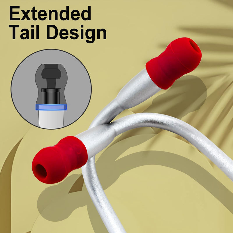 [Australia - AusPower] - 3 Pack Silicone Protective Cover and 6 Pack Ear Tips Replacement Accessories for EKO CORE 500™ Digital Stethoscope, Dustproof Plug Design Prevents Dust from Entering The Device's Interface (Red) Red series 