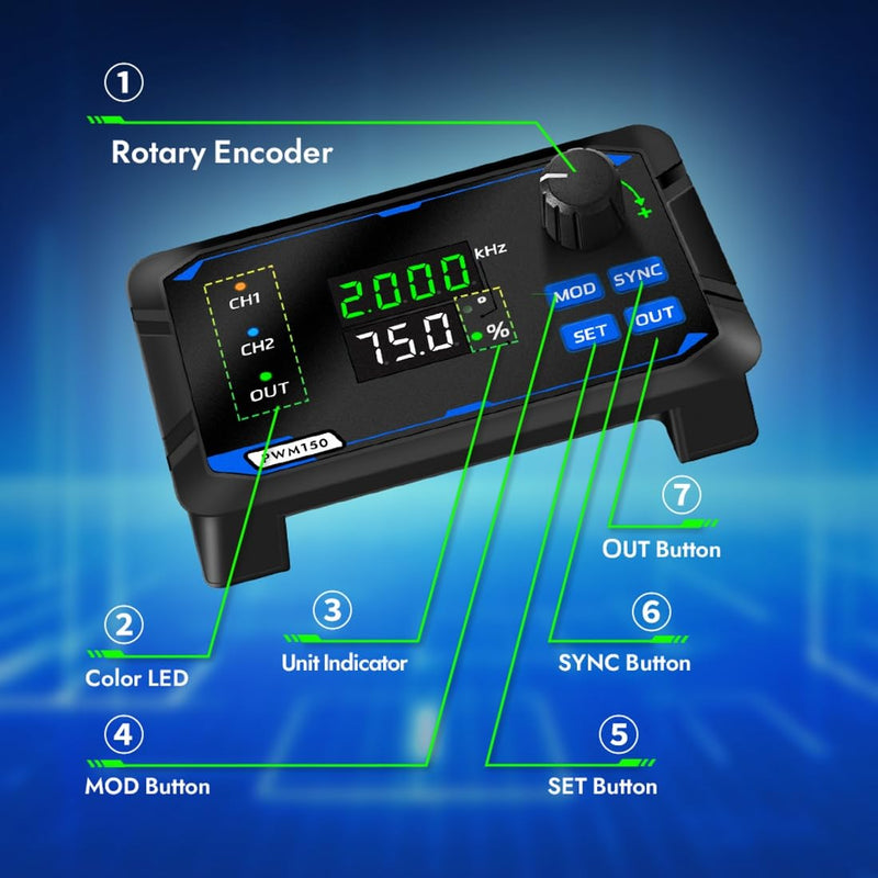 [Australia - AusPower] - Dual-Channel Signal Generator, DC 5-24V 4-20ma Frequency Function Generator 1HZ~100KHZ PWM Pulse Frequency Duty Cycle phasing Motor Driver Speed Controller Adjustable 