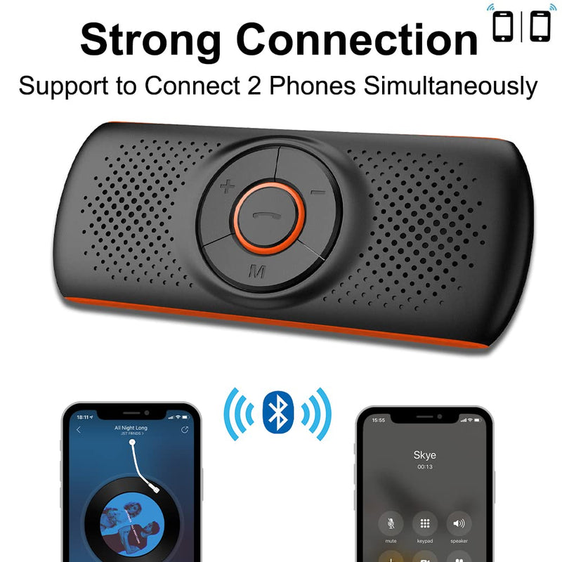 [Australia - AusPower] - SKYBESS Car Bluetooth Speaker for Cell Phone, Portable Bluetooth Handsfree Car Kit Wireless in Car Speakerphone Music Player with Visor Clip, Supports Siri Google Assistant TF Card Playback 