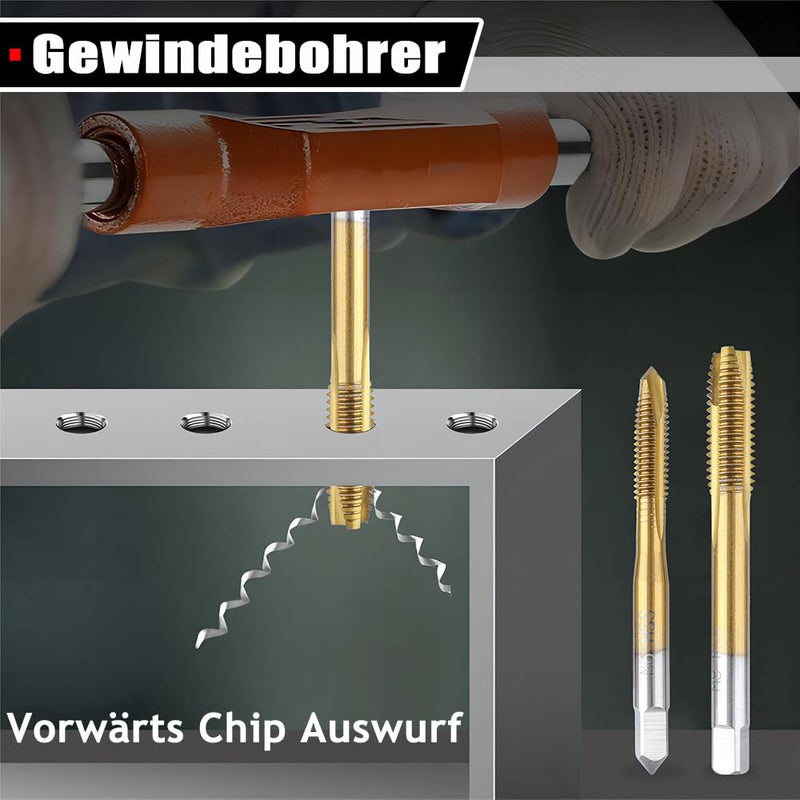 [Australia - AusPower] - Treki 5 Piece Professional Tap Bit Set M3 M4 M5 M6 M8 HSS Titanium Tap Bit Set, Metric Thread Cutting Tap Finishing Tap Machine Tap Bit for Cutting Thread 