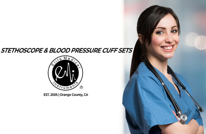 EMI Burgundy 330 Sprague Rappaport Stethoscope and Aneroid Sphygmomanometer Manual Blood Pressure Set Kit