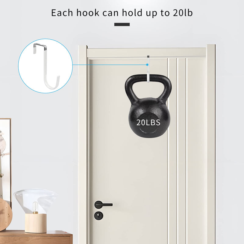 [Australia - AusPower] - FYY Over the Door Hooks, 4 Pack Hangers Hooks with Rubber Prevent Scratches Heavy Duty Organizer for Living Room, Bathroom, Bedroom, Kitchen Hanging Clothes, Towels, Hats, Coats, Bags White Short A White 