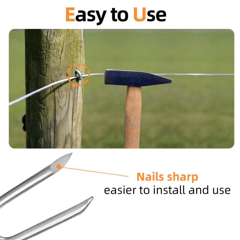 [Australia - AusPower] - Wire Fencing Staples 200 pcs, Galvanized U Shaped Fasteners Nails for Wire Mesh Fencing Wood Fencing Barbwire Fence 
