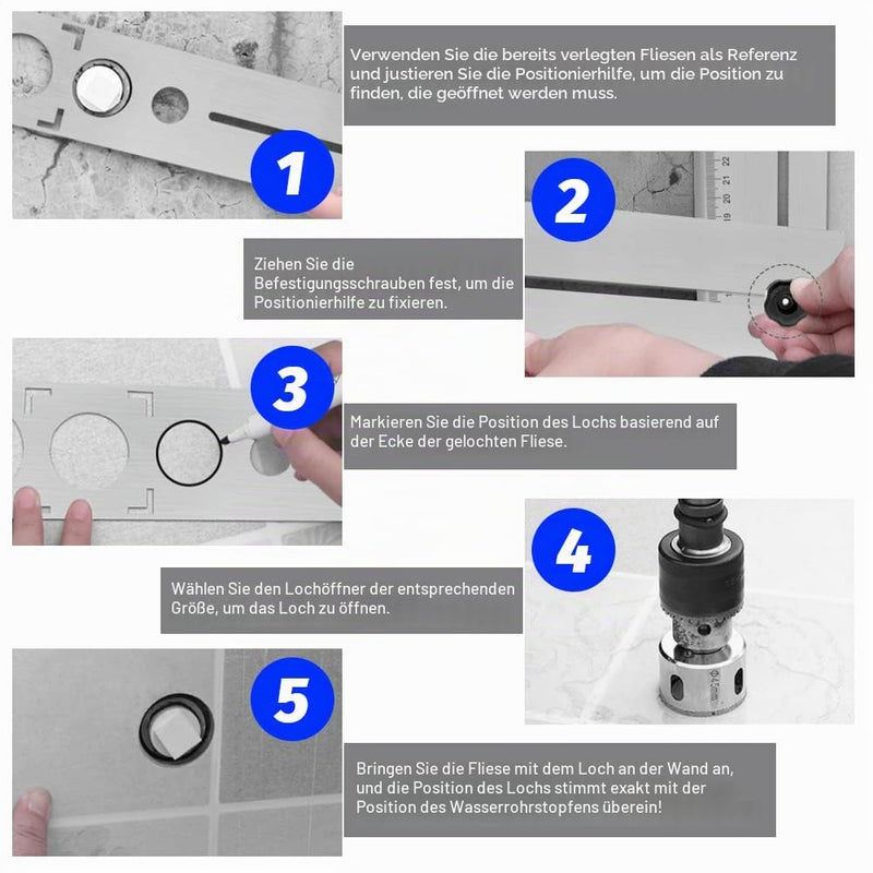 LYTIVAGEN Tile Angle Measuring Ruler Stainless Steel Adjustable Tile Hole Finder 25/40/45 mm Tile Tool Ruler Ceramic Tile Hole Punch Locator Ruler Ceramic Template Tool for Tilers Hole