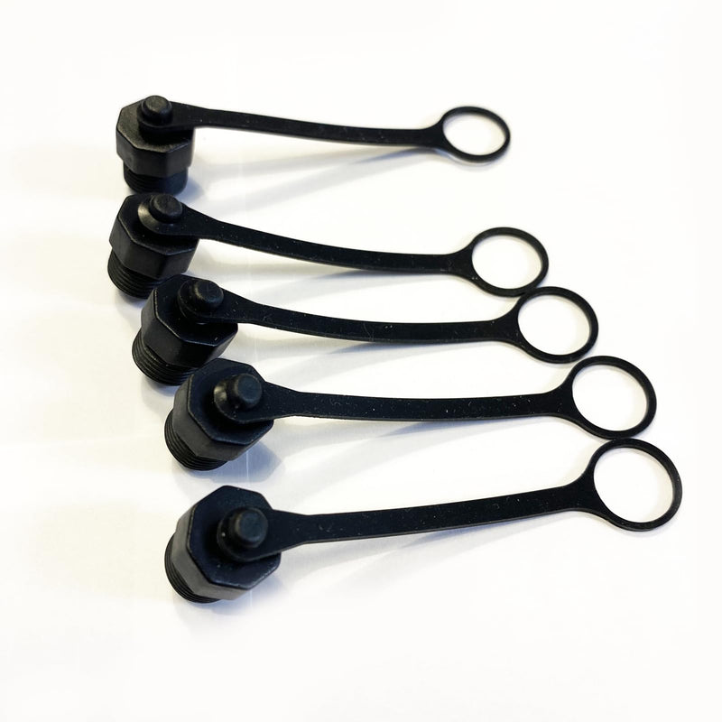 [Australia - AusPower] - 5Pcs M12 Connector Dust Cover for Female Connector, M12 Plastic Protective Cap M12 Black Bolt Covers Screw Caps Assortment Kit for Panel-Mount Sockets 