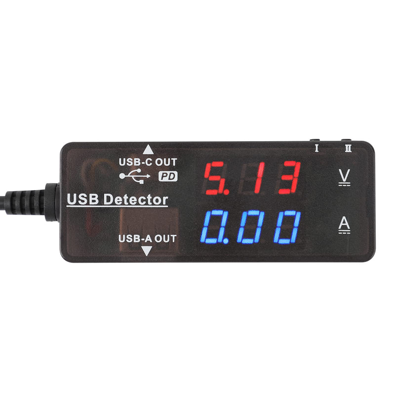 [Australia - AusPower] - DROK USB Tester, USB-A USB-C 2.0 Multimeter Dual USB Ports PD QC 3.0 Battery Charger Monitor, Copper Alligator Clips with Wire Female and Male USB Connector Test Leads for Testing Circuit 2x18AWG 3-5A 